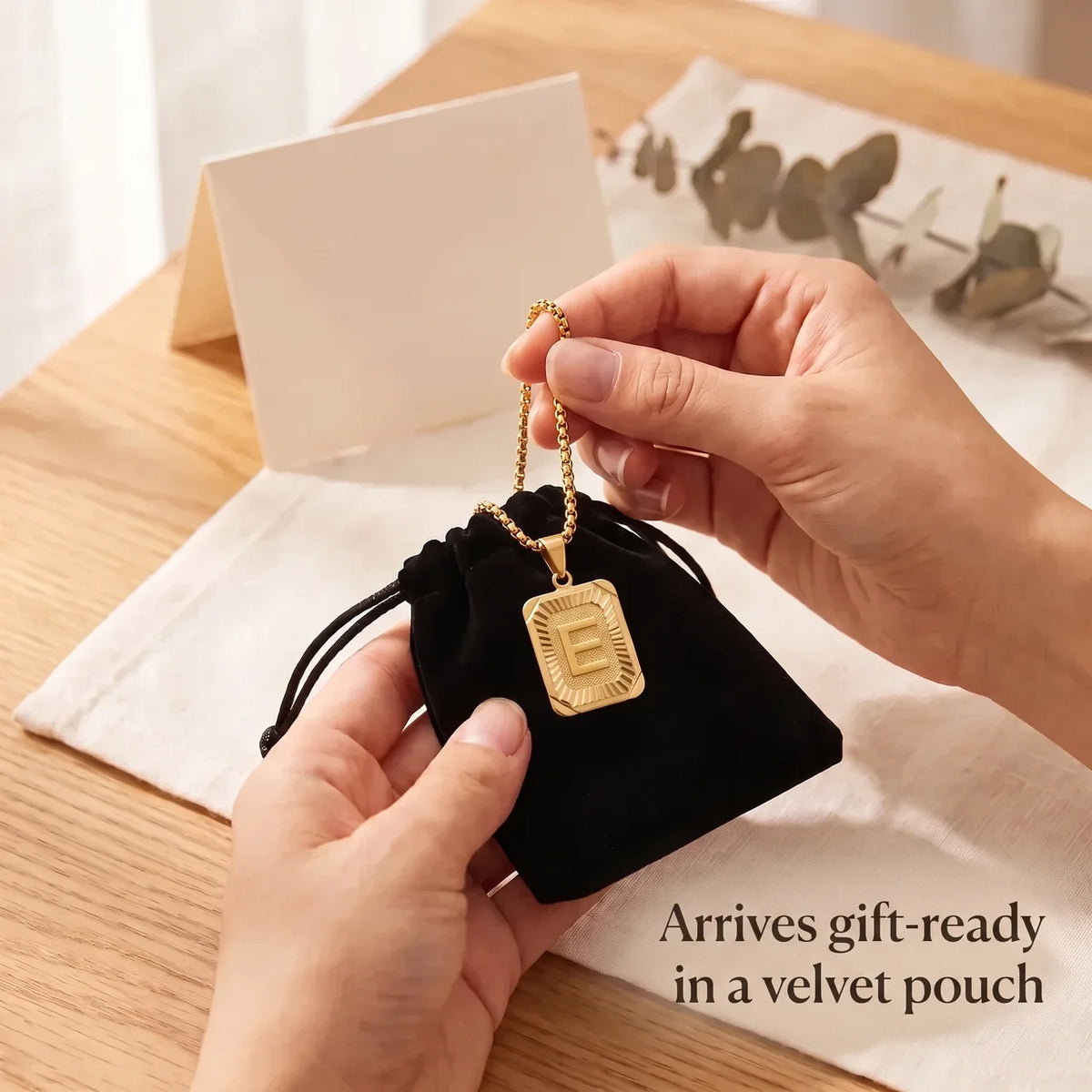 Initial A-Z Letter Pendant Necklace Mens Womens Capital Letter Yellow Gold Plated Stainless Steel Box Chain 22Inch