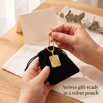 Initial A-Z Letter Pendant Necklace Mens Womens Capital Letter Yellow Gold Plated Stainless Steel Box Chain 22Inch